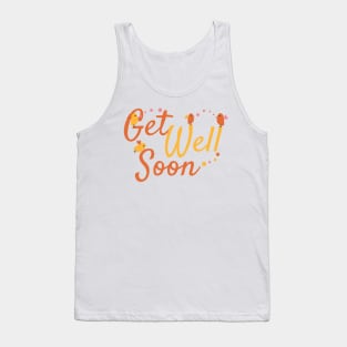 Get Well Soon Greeting with Cute Birds and Flowers Tank Top